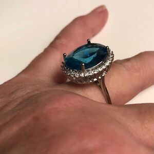 London Blue Topaz Stamped 925 Sterling Silver Ring